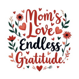 mom love gratitude SVG PNG design with bold lettering, pink and red floral elements