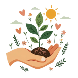 growth flora SVG PNG design with hand-drawn style, orange and pink floral elements, an elegant visual style