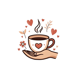 coffee love flower SVG PNG design with hand-drawn style, floral elements