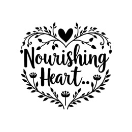 nourishing heart SVG PNG design with bold lettering, black and white floral elements
