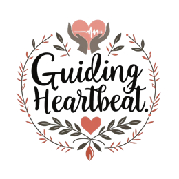 guiding heartbeat SVG PNG design with hand-drawn style, bold lettering, black and pink floral elements