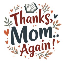 thanks mom SVG PNG design with hand-drawn style, red and blue floral elements