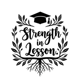 strength in lesson SVG PNG design with black and white floral elements