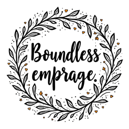 boundless emprage SVG PNG design with hand-drawn style, bold lettering, black and white floral elements