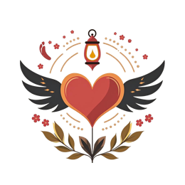 wings heart SVG PNG design with black and red floral elements