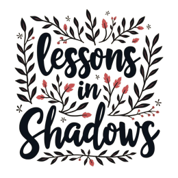 lessons shadows floral SVG PNG design with bold lettering, black and red floral elements