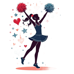 cheerleader hearts stars SVG PNG design with clean design elements