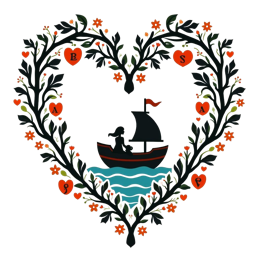 boat flora hearts shirt SVG PNG design with black and white floral elements