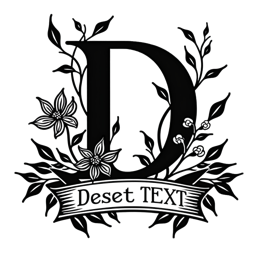 flower initials SVG PNG design with bold lettering, black and white floral elements
