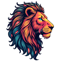 artistic lion SVG PNG design with clean design elements