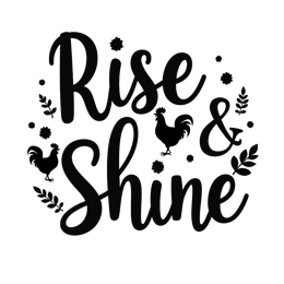farm chicken quote rise and SVG PNG design with bold lettering, black and white floral elements, an uplifting message