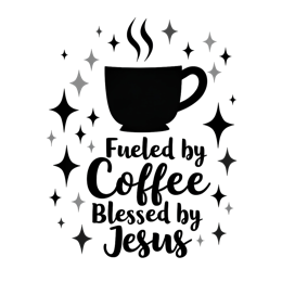 coffee quotes fueled by blessed shirt SVG PNG design with bold lettering, an uplifting message