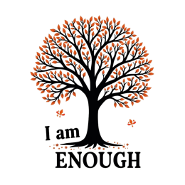 affirmation tree SVG PNG design with bold lettering, black and orange floral elements, an uplifting message