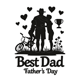 day best dad father kids SVG PNG design with black and white floral elements