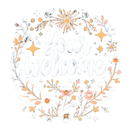 welcome flowerdesign floral SVG PNG design with white and orange floral elements