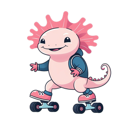 cartoon axolotl skating SVG PNG design