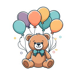 teddy bear balloons SVG PNG design