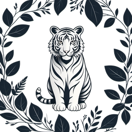 tiger black white floral SVG PNG design with floral elements