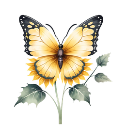 butterfly sunflower floral SVG PNG design with floral elements