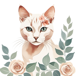 cat flower SVG PNG design with floral elements