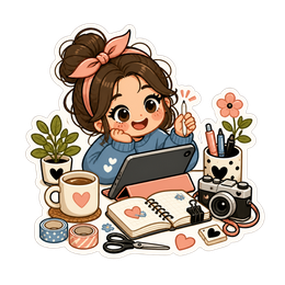 The Girl Logs Digital Stickers craft design preview