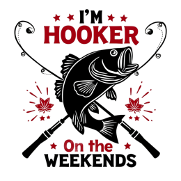 fishing quote hooker weekends SVG PNG design with bold lettering
