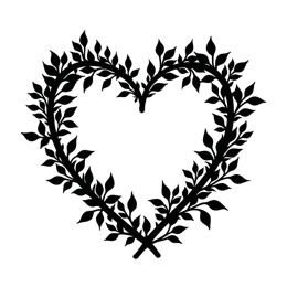 nature heart leaves SVG PNG design with black and white floral elements