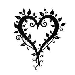 nature leafy heart SVG PNG design with clean design elements, black floral elements