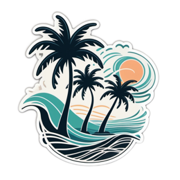 sunset ocean waves SVG PNG design with clean design elements
