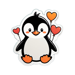 penguin hearts SVG PNG design with clean design elements