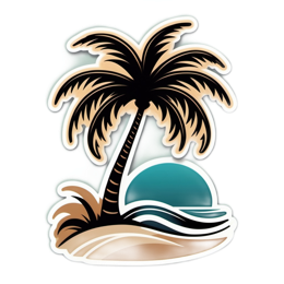 sunset palm tree SVG PNG design with clean design elements