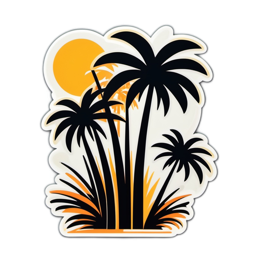 palm trees sunset SVG PNG design with clean design elements