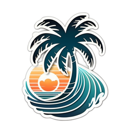 sunset palm tree waves SVG PNG design