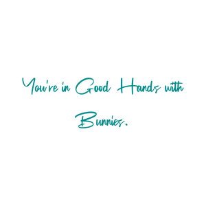 you're in good hands with bunnies quote SVG PNG design with an uplifting message