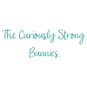 the curiously strong bunnies quote SVG PNG design with hand-drawn style, bold lettering
