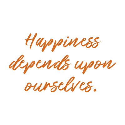 happiness depends upon ourselves quote SVG PNG design with hand-drawn style, an uplifting message