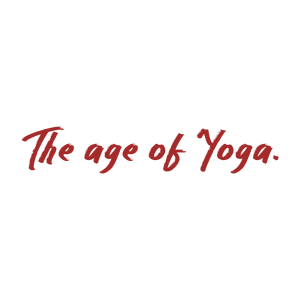 the age of yoga quote SVG PNG design with bold lettering