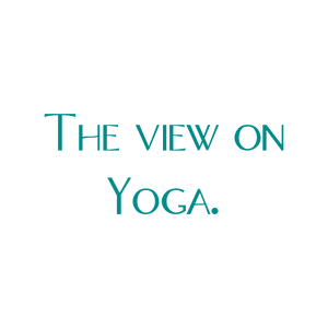the view on yoga quote SVG PNG design with bold lettering