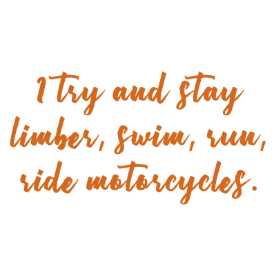 i try and stay limber swim run ride motorcycles quote SVG PNG design with bold lettering