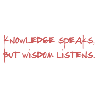 knowledge speaks but wisdom listens quote SVG PNG design with bold lettering