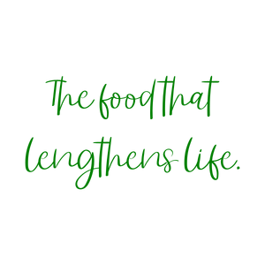 the food that lengthens life quote SVG PNG design with bold lettering, an uplifting message