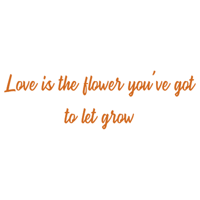love is the flower you've got to let grow SVG PNG design with white and orange floral elements, an uplifting message