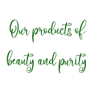 our products of beauty and purity quote SVG PNG design with hand-drawn style, bold lettering