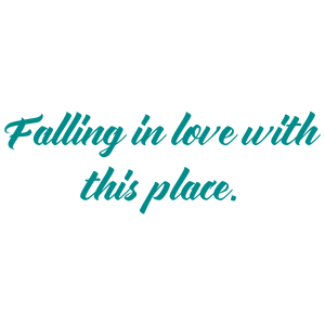 falling in love with this place quote SVG PNG design with bold lettering, an uplifting message