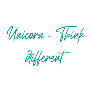 unicorn think different quote SVG PNG design with hand-drawn style, bold lettering, an uplifting message