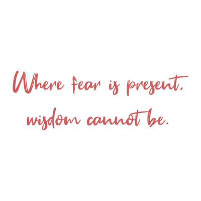 where fear is present wisdom cannot be quote SVG PNG design with bold lettering