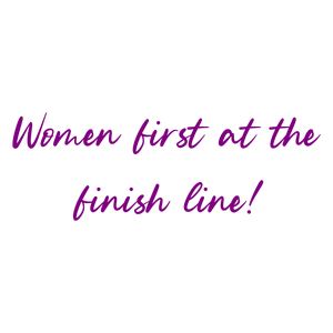 women first at the finish line quote SVG PNG design with an uplifting message