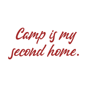 camp is my second home quote SVG PNG design with bold lettering, an uplifting message