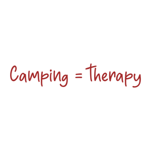camping therapy quote SVG PNG design with bold lettering, an uplifting message