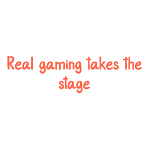 real gaming takes the stage quote SVG PNG design with bold lettering